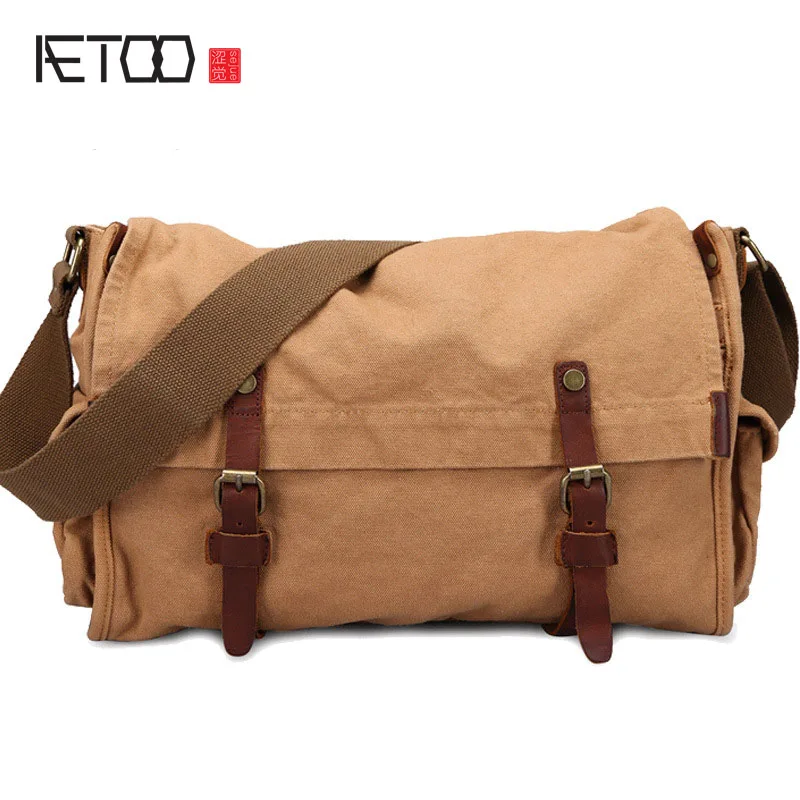 

AETOO The new men canvas Messenger bag brand casual men bag Messenger bag shoulder Messenger bag