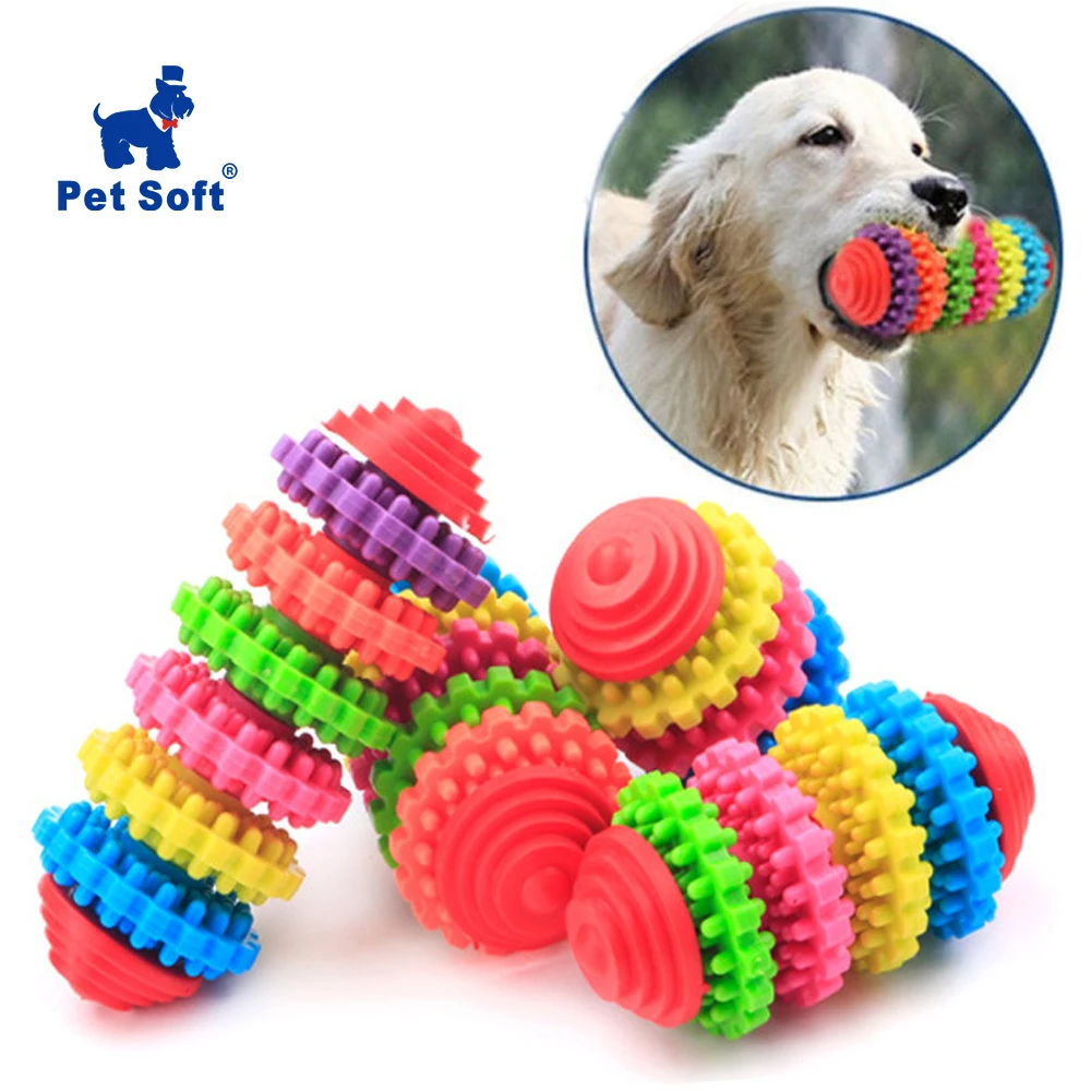 Pet Chew Toys Dog Bones Toy Clean Teeth Colorful Rubber Pet Puppy Dental Teething Healthy Teeth Gums Play Training Fetch Fun Toy