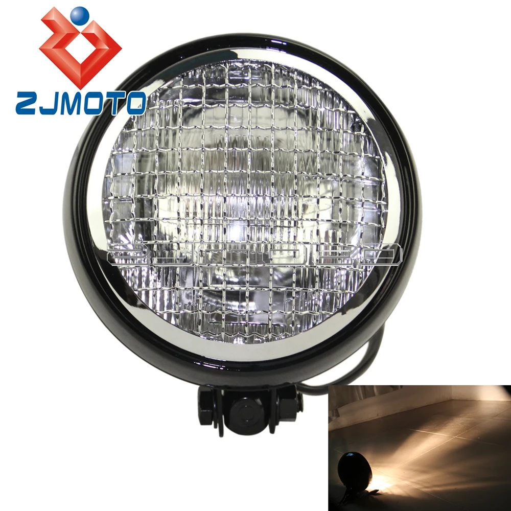 New 6 inch Motorcycle Headlight Mesh Grill Retro Vintage Headlight For