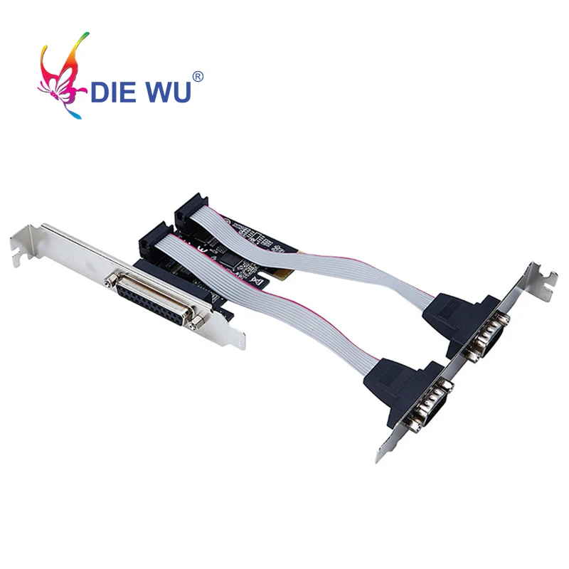 

PCI-E 2 RS232 serial COM Port Riser card 1 Printer parallel port card computer Adapter Converter TXB076