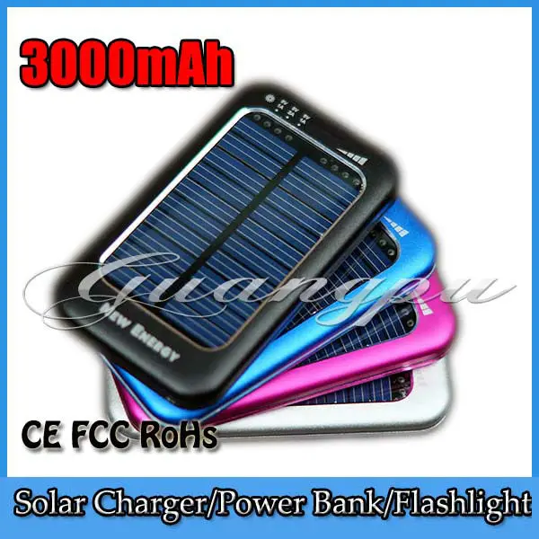 3000mAh 4LED Solar Chargers Portable USB Solar Power Bank External