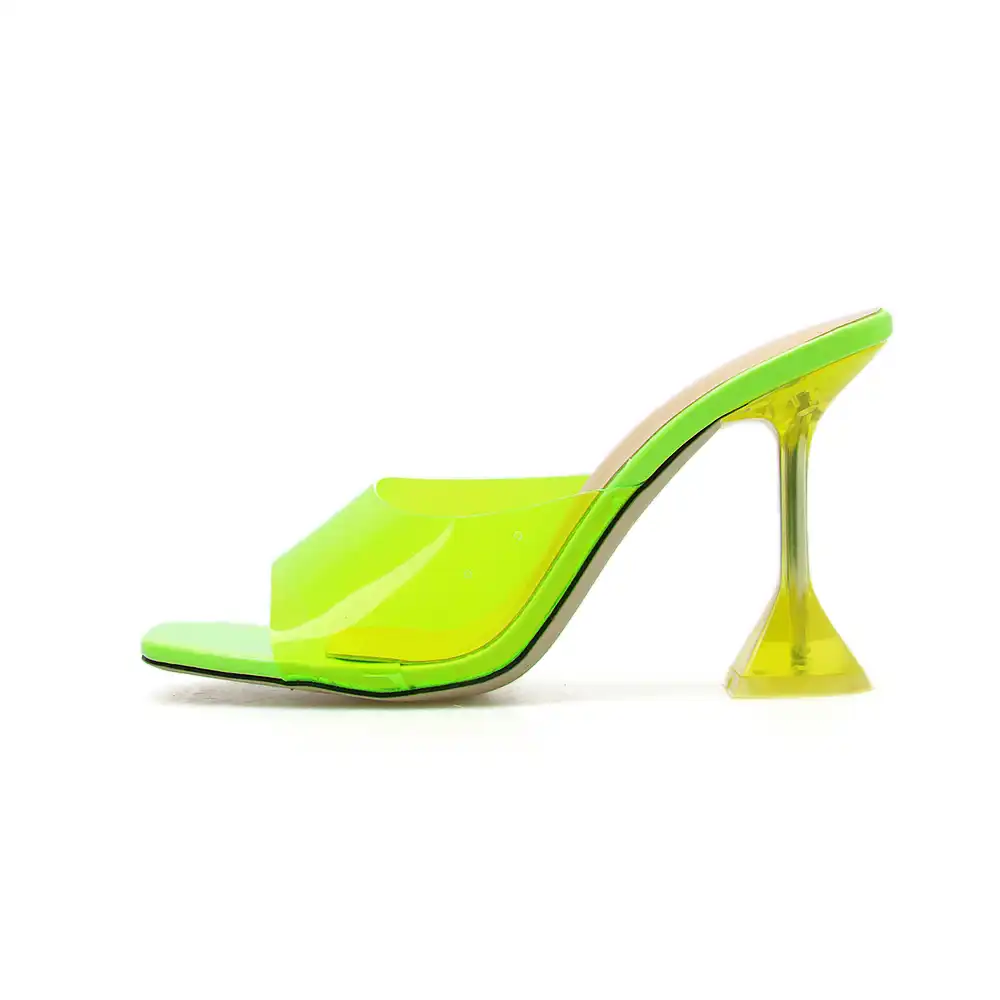 neon green perspex heels