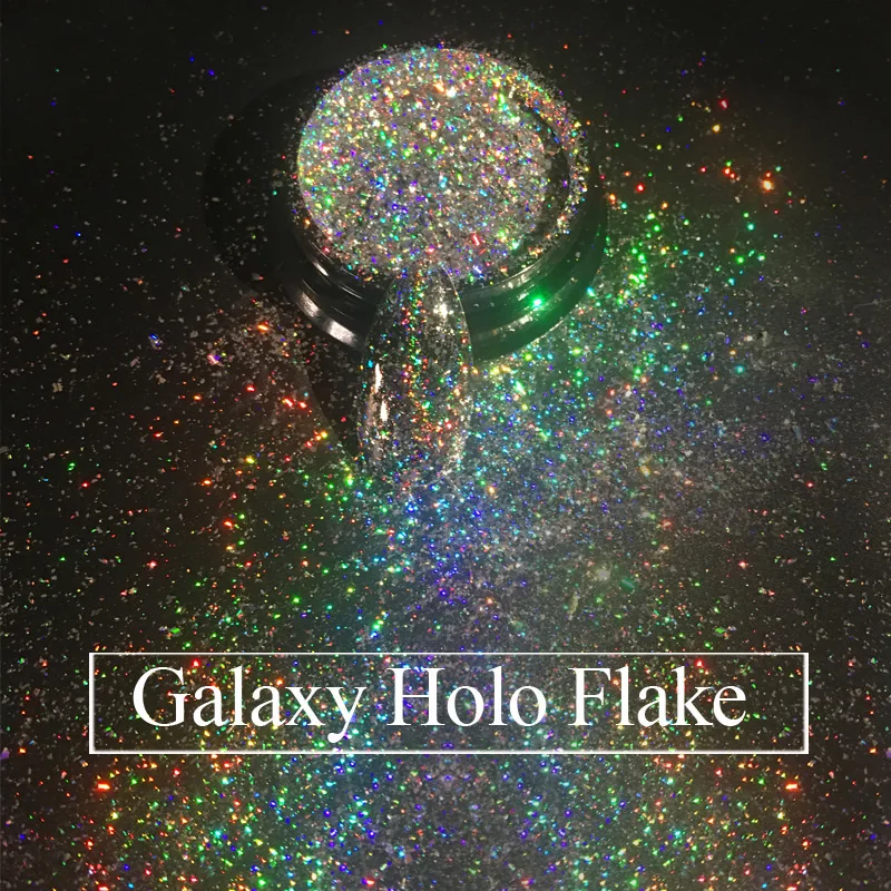  Top-Grade Galaxy Holo Flakes 0.2g/box Laser Bling Rainbow Flecks Chrome Magic Effect Irregular Nail