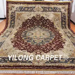 Yilong 10'x14 ручной работы Турции большой шелковый ковер Синее и красное медальон Роскошные изысканный ковер handknotted (ml003a10x14)