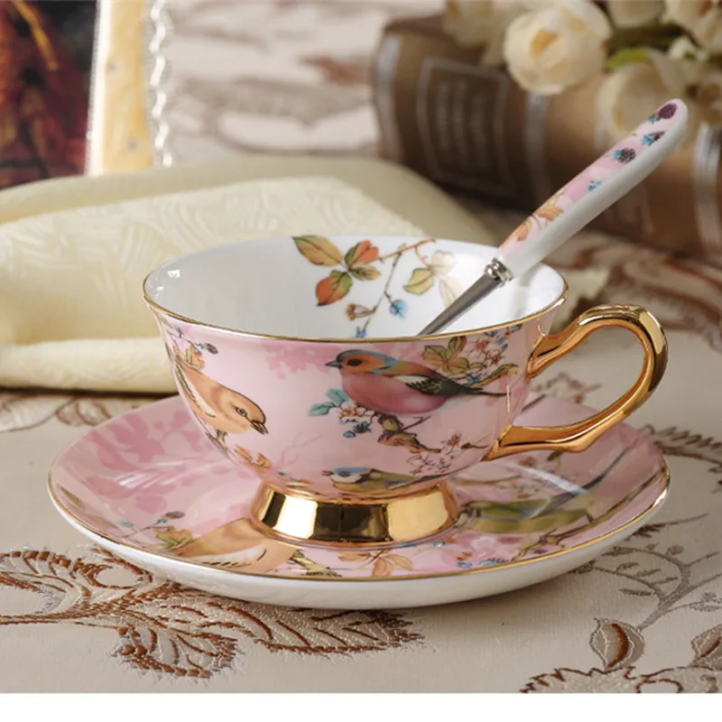 1 комплект тепла Королевский роскошный костяного фарфора кофейная чашка Премиум керамическая кофейная чашка цветочный узор фарфоровая чашка набор подарок 7ZOP05