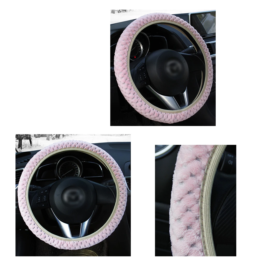 Dewtreetali Good Pearl velvet Winter Car Steering Wheel Cover Universal
