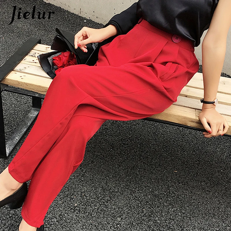 Женские эластичные брюки Jielur однотонные базовые с широкими штанинами для женщин