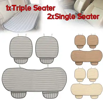 

Universal 3pcs Linen Fabric Car Seat Cover Front Rear Seat Cushion Pad Breathable Mat Auto Accessories