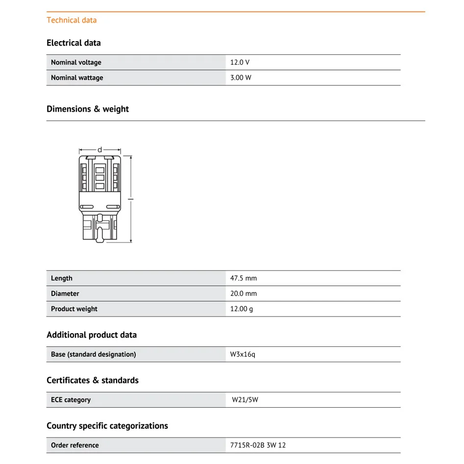 OSRAM СВЕТОДИОДНЫЙ riving Стандартный светодиодный W21/5 W 7443 T20 7715R красный цвет Автомобильный сигнальный светильник поворота Противотуманные фары лампы заднего хода(двойные