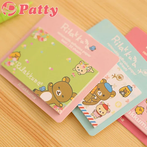 

150 pcs/Lot Rilakkuma Removable adhesive paper sticky notes Post Memo pad material School supplies stationery papelaria F648