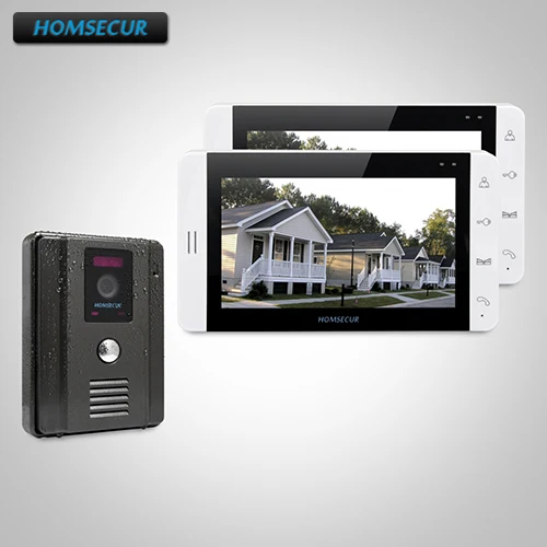 HOMSECUR 7\ Video Door Entry Phone Call System+White Monitor for House/Flat 1C2M TC011-B Camera (Black)+TM703-W Monitor (White)