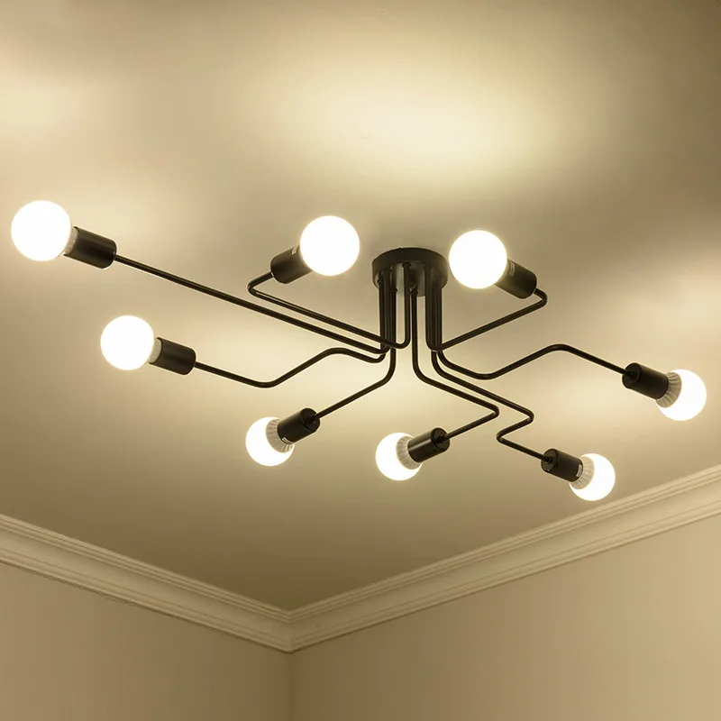 

American Retro Loft Black Cross Metal Led Chandelier Lighting Free Bulb Nordic Minimalism Irregular Gun Style Ceiling Chandelier