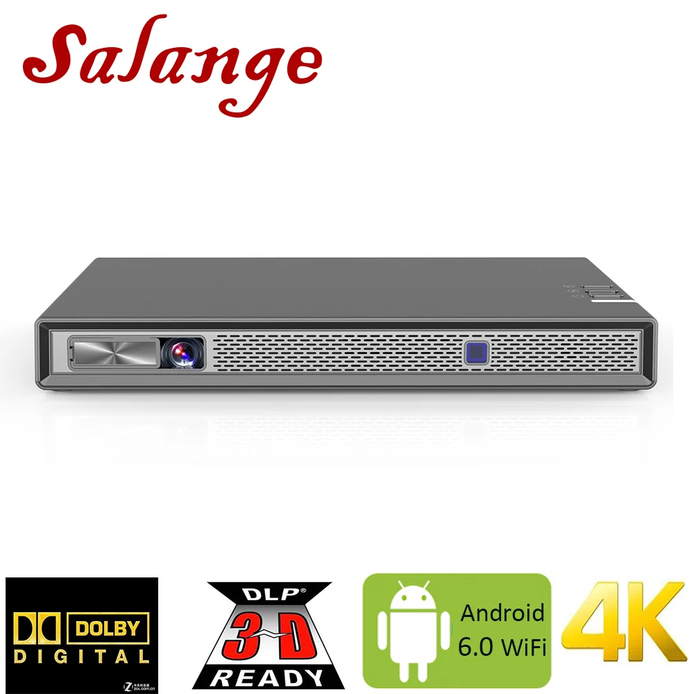 Salange T5 мини проектор 4K DLP Android Full HD Real 3D с батареей авто Keystone WiFi светодиодный умный