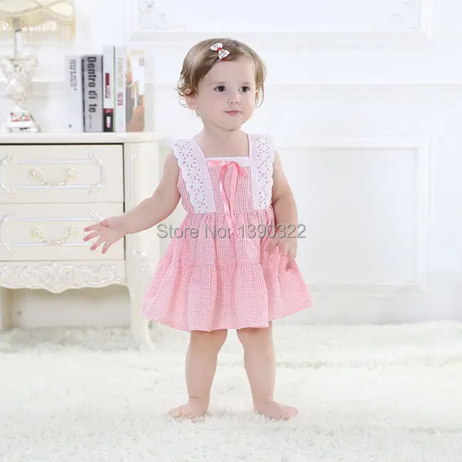 Платье для маленьких девочек красивое платье для девочек, летние хлопковые детские платья модная детская одежда розовые и синие платья-пачки для детей от 6 до 32 месяцев