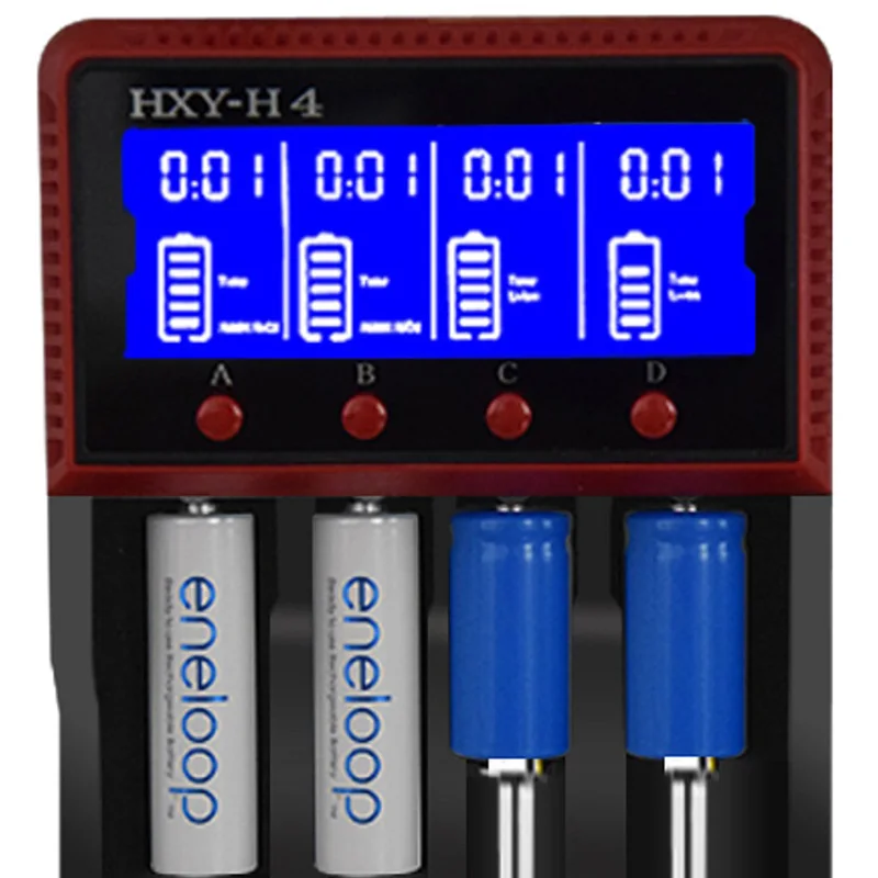 

HXY - H4 Charger for Rechargeable Lithium Battery 26650/18650/18490/17335/16340/10440 Compatible with Ni-MH / Ni-Cd AC100 - 240V