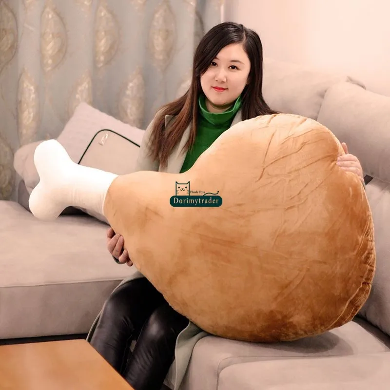 Dorimytrader New Fashion 110cm Giant Cute Soft Cartoon Drumstick Plush Pillow 43'' Big Stuffed Anime Chicken Leg Cushion Toy Gift DY60240(4)