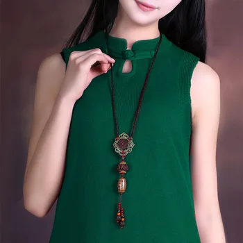 

Retro Sweater chain Long section necklace Chest Pendant Tianzhu Pendant Jewelry woman folk-custom