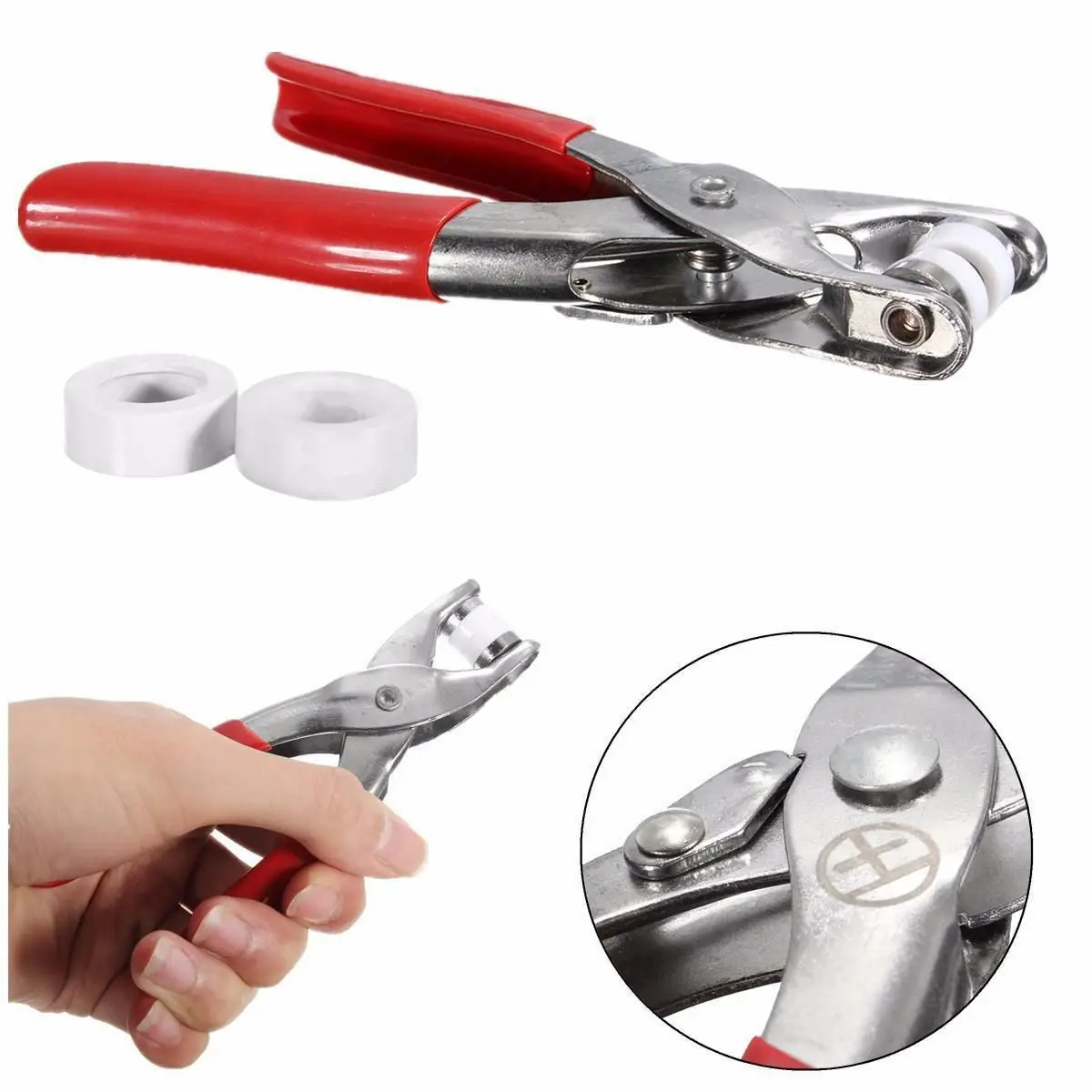 JX-LCLYL 200pcs 9.5mm Press Button Studs Popper Fastener Setter Tool Craft + Pliers New
