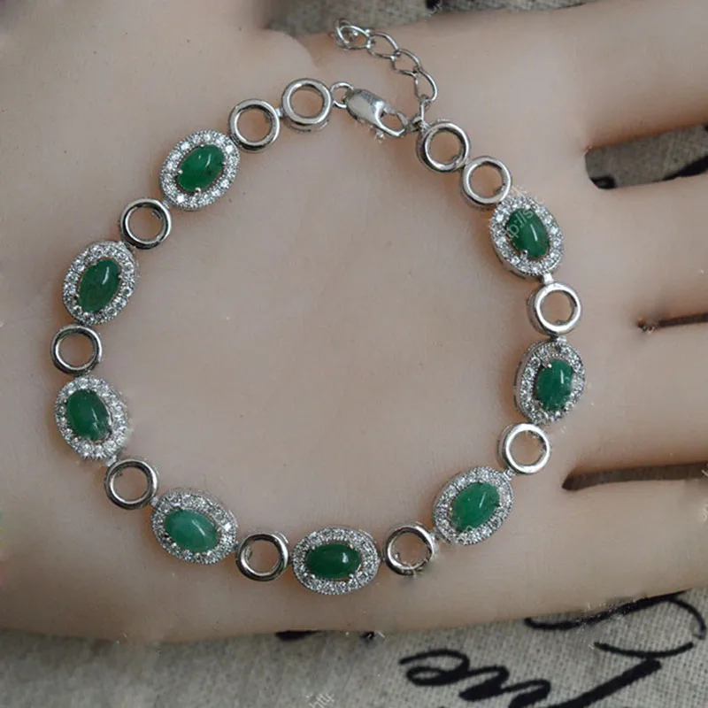 

2017 New Qi Xuan_Fashion Jewelry_Colombia Green Stone Fashion Bracelets_S925 Solid Silver Green Bracelet_Factory Directly Sales