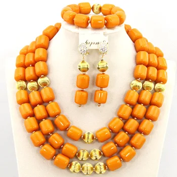 

Artificial Coral Beads Jewelry Sets Nigerian Beads Necklaces Jewelry Sets African Indian Wedding Beads Jewelry Sets CJ471