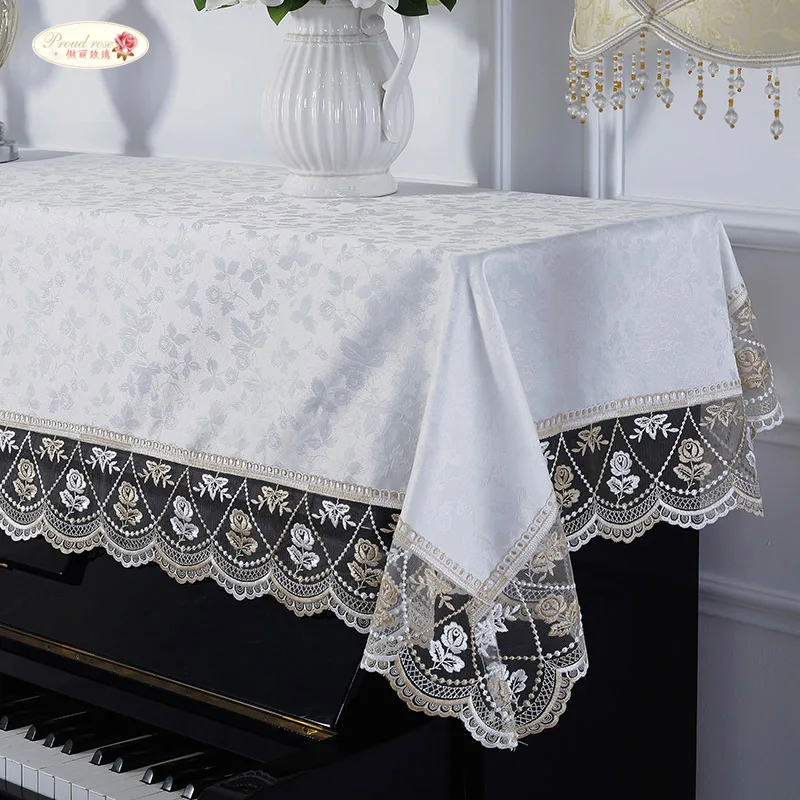 

Proud Rose European Lace Piano Covers Piano Towel Universal Jacquard Weave Dust Cover Modern Half Cover Home Dustcloth