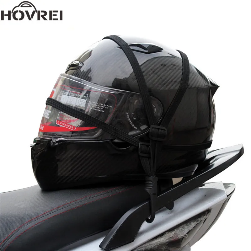 Motorcycles Strength Retractable Helmet rope Fuel Tank Luggage Elastic 2 Hooks Rope Strap Net Belt Motos Helmet Luggage Net