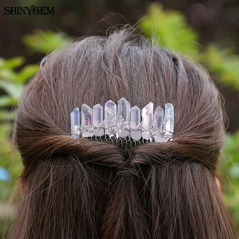 ShinyGem 5 цветов натуральный драгоценный камень Друза ювелирные изделия для волос
