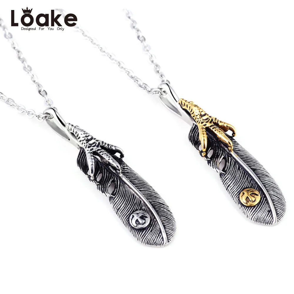 LOAKE Новый Титан стали кулон перо когти подвеска такахаши голуби Горо кулон|steel
