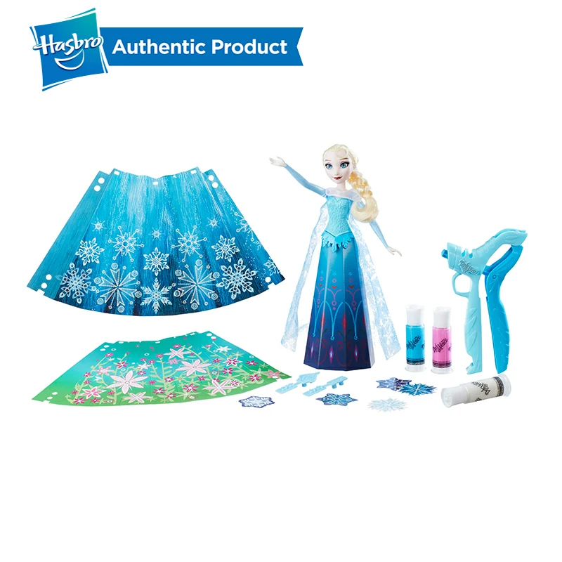 Hasbro Disney Frozen Anna&Elsa Frozen's Design A Skirt Kit 3D lines Beauty Rotate Toy Dolls Clothes Christmas Gifts For Girls