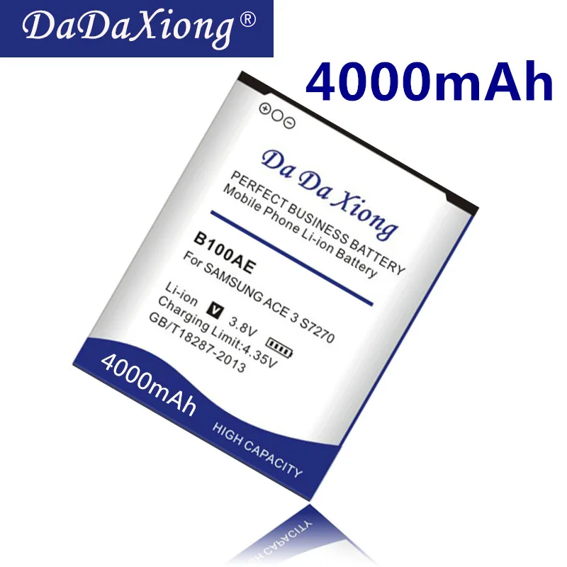 

Da Da Xiong 4000mAh B100AE Battery for Samsung Galaxy Ace 3 S7270 S7272 S7898 S7562C S7568i i699i s7262 Cell Phone Battery