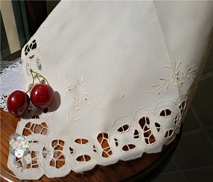 VGOLSUN Ivory 6PCS/Lot 100%Cotton Handmade Embroidered Table Napkin Dobby Guardanapo De Tecido Wedding Home Party Decoration