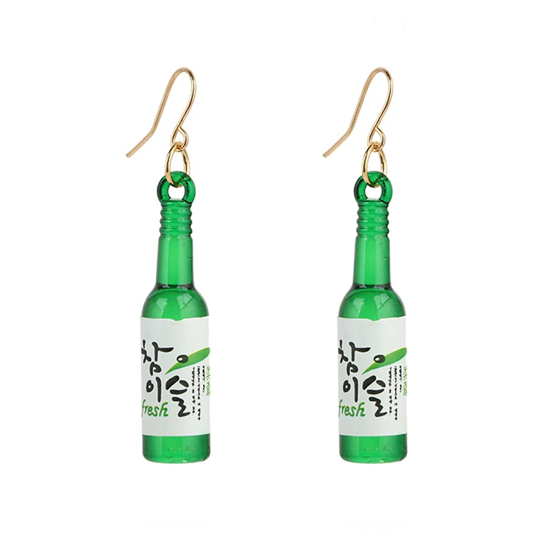 Креативный корейский стиль винная бутылка кулон крючок серьги Модные женские стеклянные Коктейльные красные винные серьги в виде бутылок женские ювелирные изделия подарок