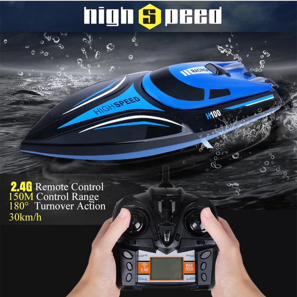 

RC Boat High Speed Remote Control 2.4G Fast Racing With LCD Screen For Pools and Lakes Outdoor VS FT011