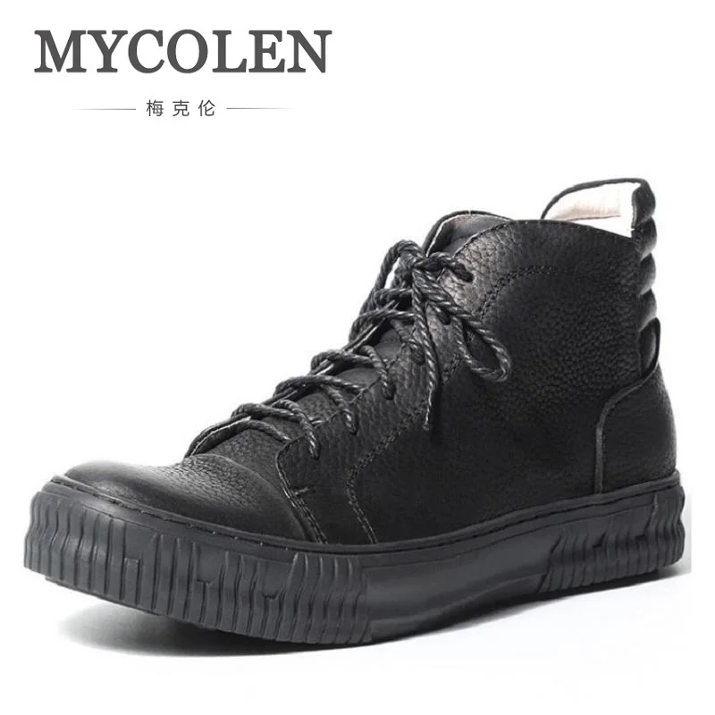 

MYCOLEN Genuine Leather Top Quality Men Boots Cow Leather Winter Shoes Retro Trend Boots Men Shoes Coturnos Masculino Militar