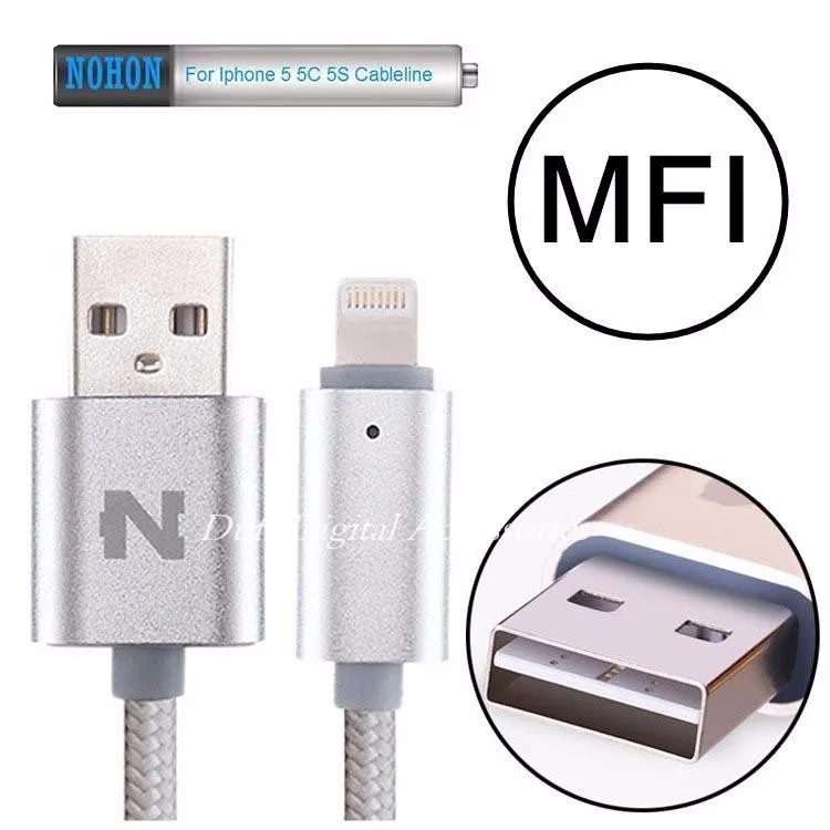 MFI For iPhone5 5S SE 5C 6 Plus ipad 4 mini Air NOHON 150cm LED SMART for Lightning Dock USB Data Charger Cable Line IOS 6 7 8 9 (1)