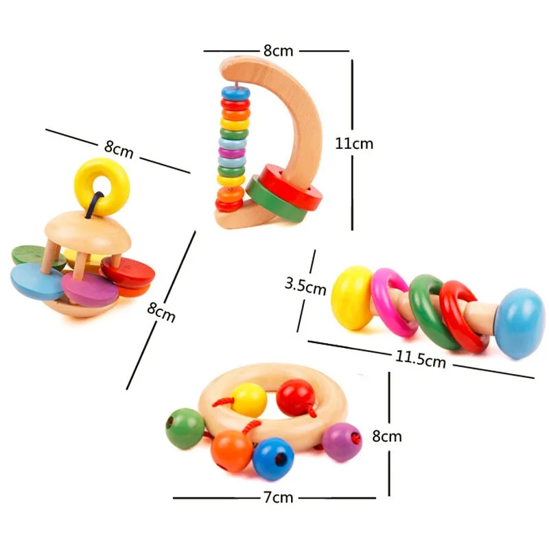 4 вида стилей случайный Деревянный Погремушка игрушка ребенок Деревянный колокольчик образовательное оборудование погремушки для дети младшего возраста Juguetes Bebes