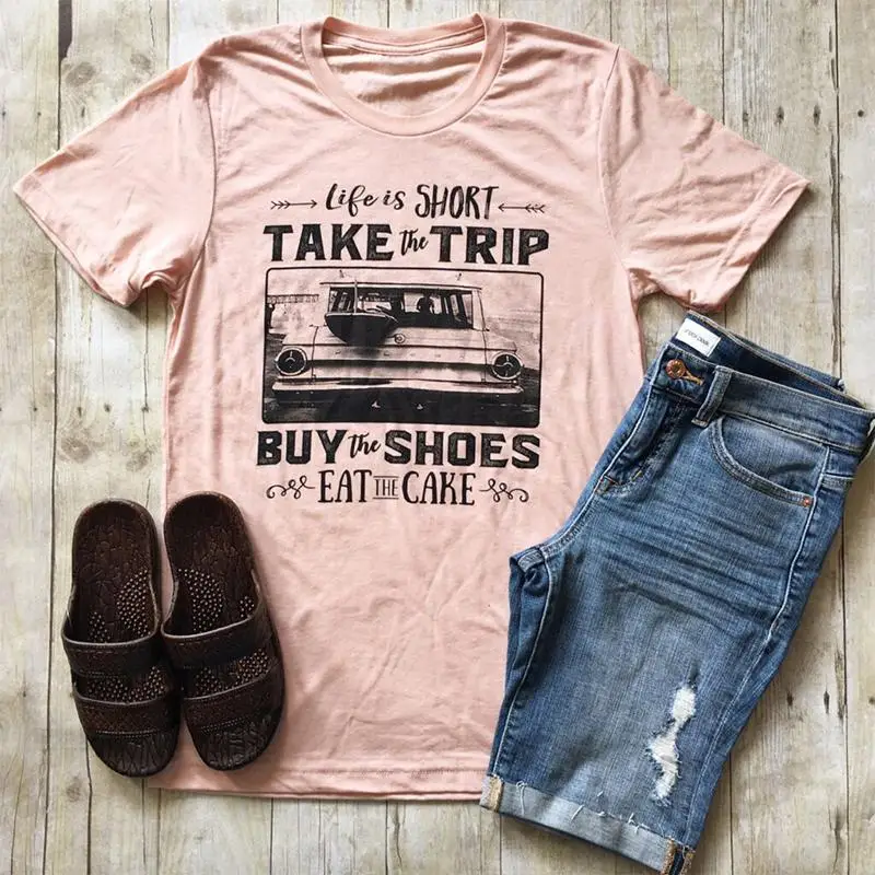 

2017 Women T-Shirt Plus Size Pink Letter Trip Printed O-Neck Short Sleeve Tee Summer 2017 Fashion Girls Tshirt Soft Casual 3XL