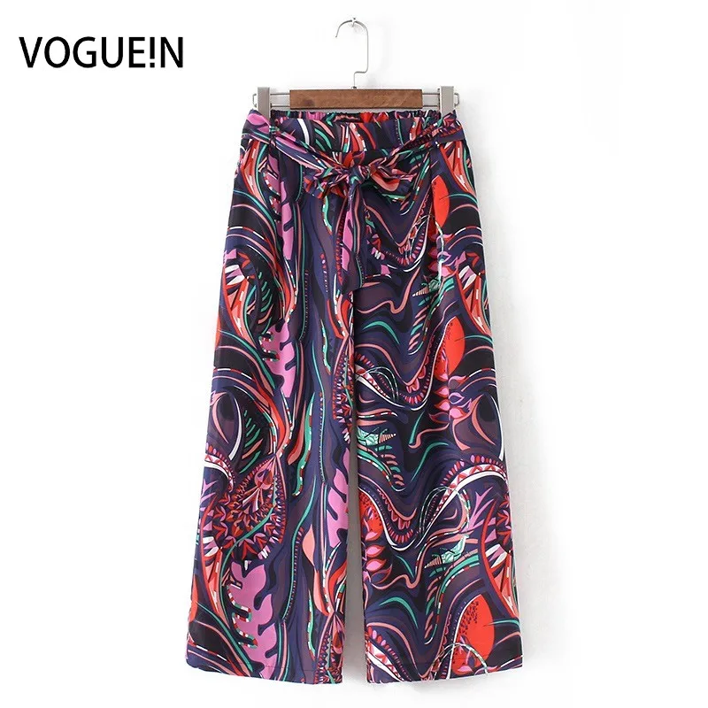 

VOGUEIN New Womens Summer Casual Colorful Floral Print Elastic Waist Pants Trousers Wholesale