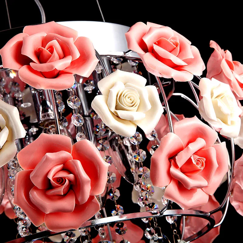 Современные лампы хрустальная люстра для кухню роскошных номеров розы Вступление фойе освещения с E14 светодиодные лампы 9068