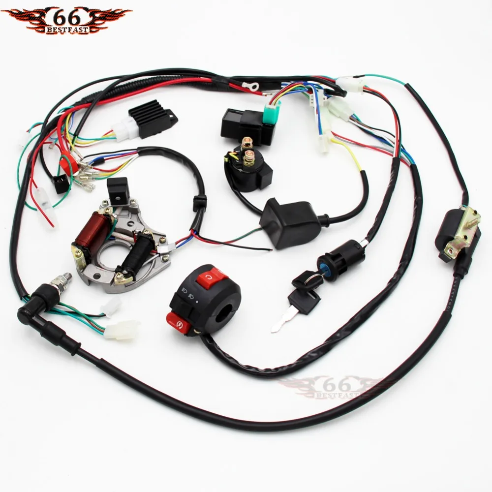 Wiring Harness Kit CDI Coil Magneto Rectifier Light 50-125cc ATV QUAD Motorcycle