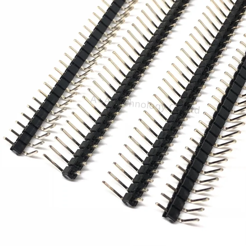 Free Shipping 10pcs lot Pin Header 2.54mm Right Angle Pin Connector Single Row Male 2.54 Breakable Pin Header Gold-plated 40 Pin 1X40Pin 4