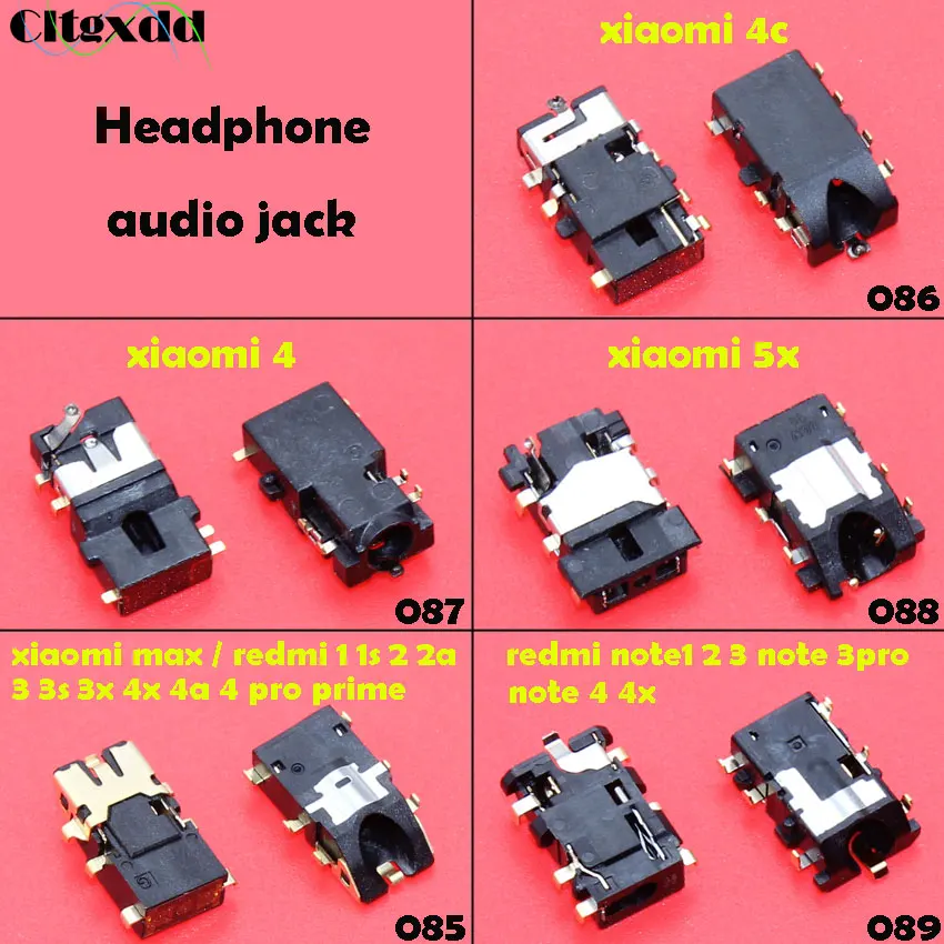

cltgxdd For xiaomi 4 4C 5X/A1 redmi 1 1S 2 2A 3 3S 3X 4A 4PRO prime MAX2 Note1 2 3 Note3pro Note4 4x Audio headphone jack socket