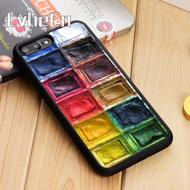 

LvheCn Pallet Paint Tray Water Colors Phone Case Cover For iPhone 5 5s SE 6 6s 7 8 10 X Samsung Galaxy S6 S7 edge S8 S9 plus