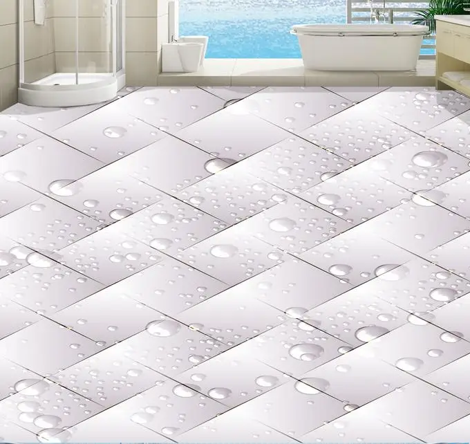 customized pvc vinyl flooring White fashion creative 3d floor self