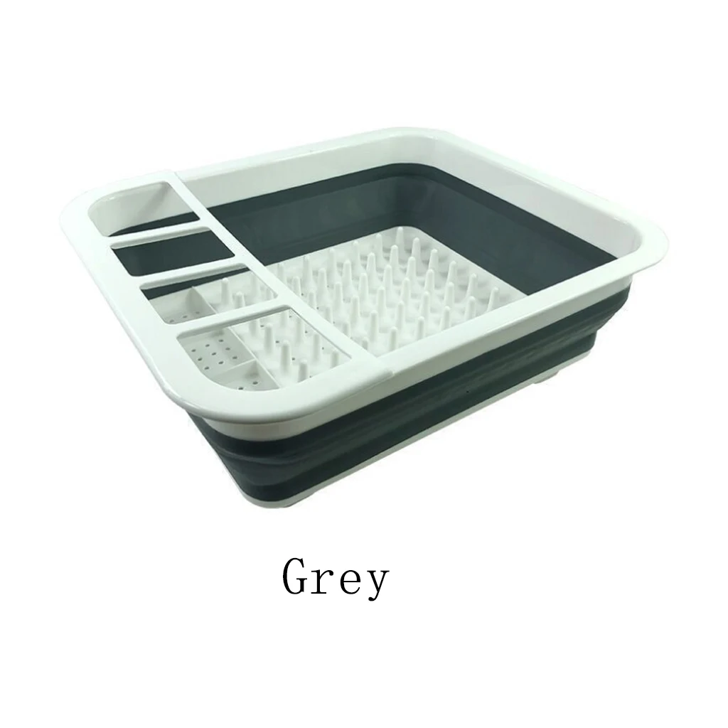 Новая складная кухонная сушилка стойка для столовых приборов коробка для хранения Складная Сушилка для посуды столовые приборы держатель чашки - Color: Light Grey