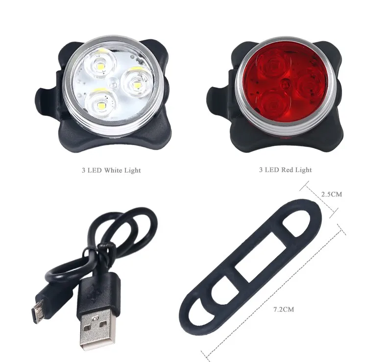 2 шт./лот велосипедный задний головной светильник USB Перезаряжаемый 3 SMT СВЕТОДИОДНЫЙ Задний Передний фонарь безопасный визуальный Предупреждение льный фонарь красный белый