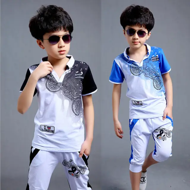 2016 Big Boys Children's Clothing Sets ( T Shirts + Pants ) Kids