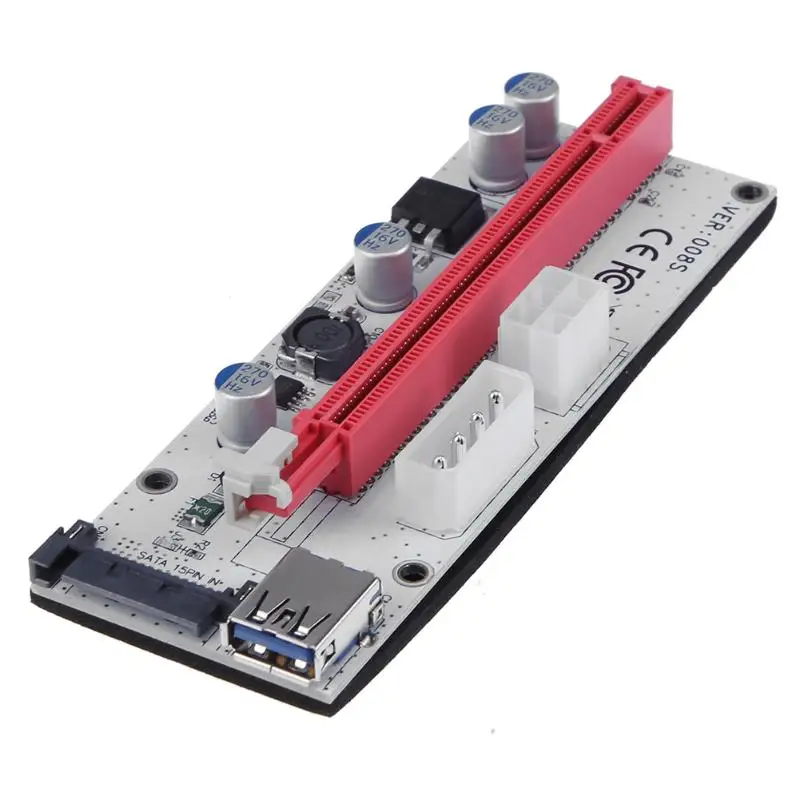 4pin molex riser , 6pin riser card, sata power supply PCI-E 1x to 16x Graphic video Card Extender Card for ETH BTC Mining miner
