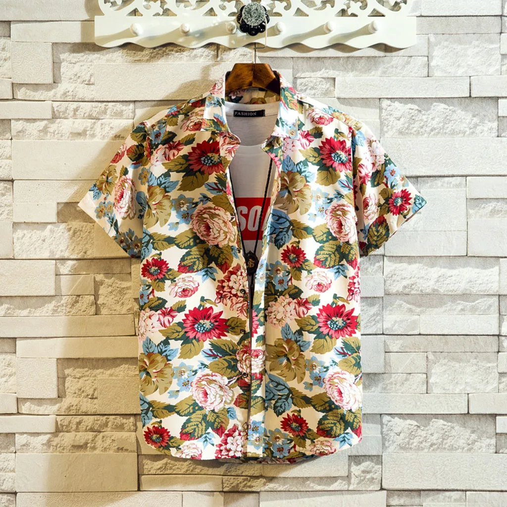 

Men Shirt Summer Style Print Beach Hawaiian Shirt Men Casual Short Sleeve Hawaii Shirt camisa masculina Asian Size 5XL May30