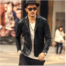 Брендовая одежда Для мужчин куртка из искусственной кожи и пальто Формальные Пиджаки Костюм мода осень Для мужчин Slim Fit зубчатый Куртки из искусственной кожи